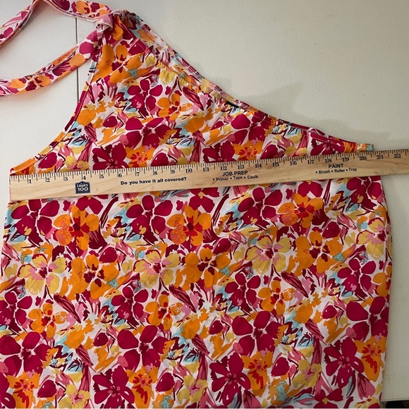 Gomorn Floral Print One Shoulder Top Size‎ XL Orange Red Boho Whimsical Cottage - Picture 8 of 9